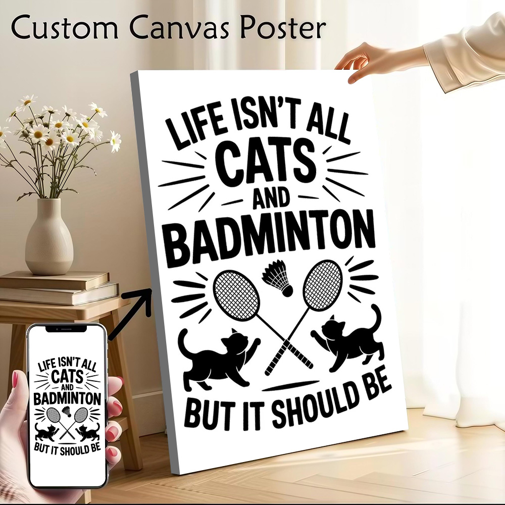 고양이와 배드민턴 재미있는 명언 캔버스 벽 아트 포스터 - Badminton Quotes Funny 리뷰 및 가격